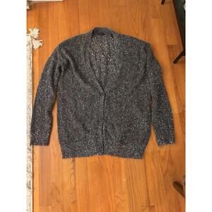 ATM Women Gray Knit Cardigan Sequin oversized Alpaca Wool Blend XS Quiet Luxury